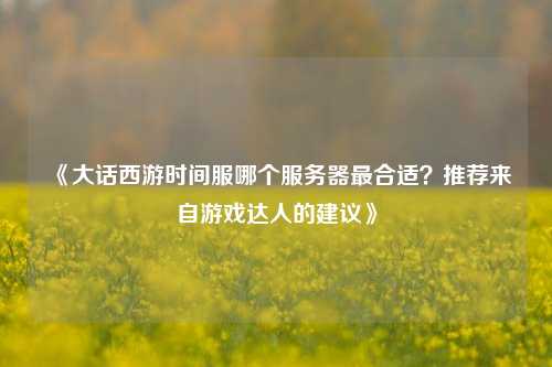 《大話西游時間服哪個服務器最合適？推薦來自游戲達人的建議》